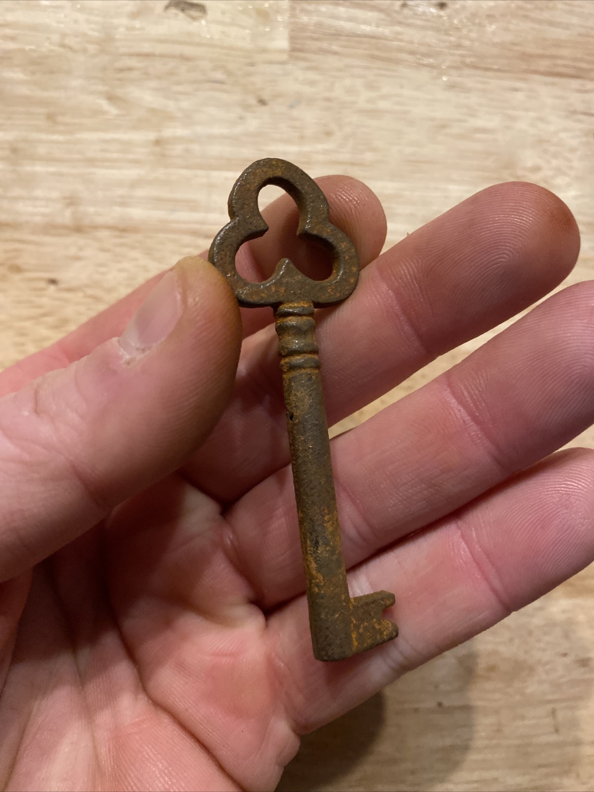 Lucky 🍀 Clover Victorian Cast Iron Key Skeleton Castle Rust Patina Collector