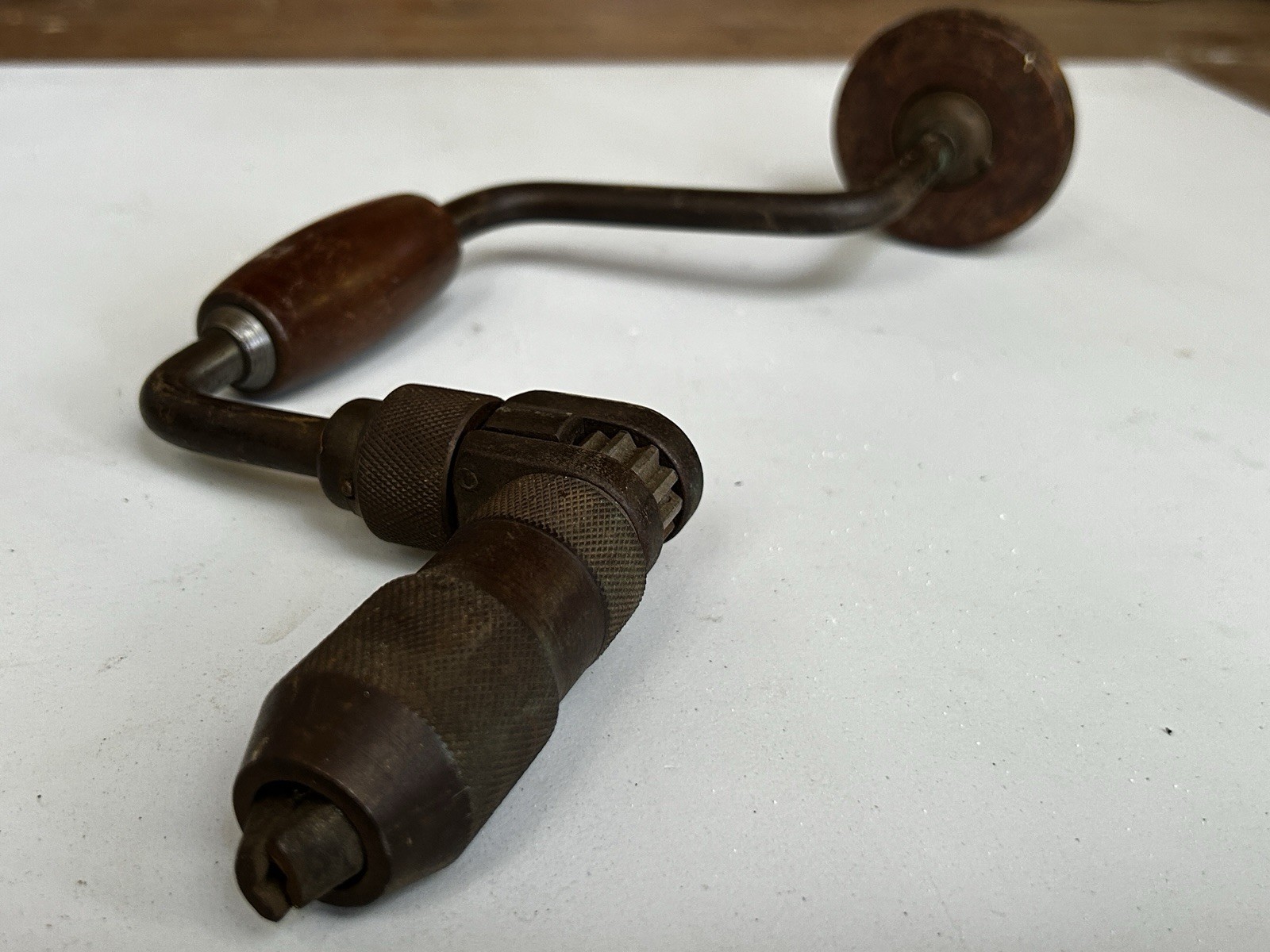 Antique Shapleigh’s Diamond Edge Bit Brace Hand Drill Wood Handle Vintage