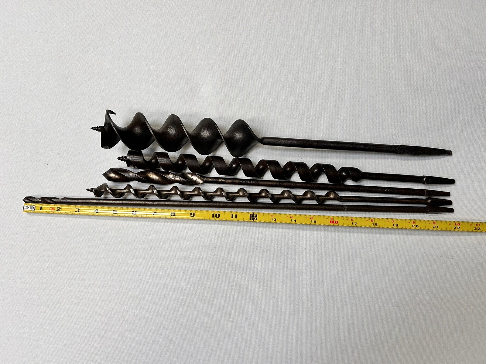 VTG Lot Of 5 Brace Bits#17 Greenlee,3/4,#12 Irwin Bell System,3/8chicago Latrobe