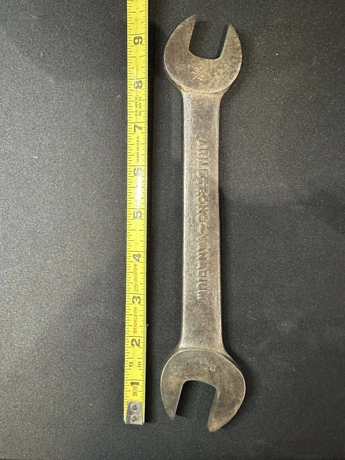 Antique Armstrong Vanadium Open-End Wrench 3/4” & 13/16”, Model 1731