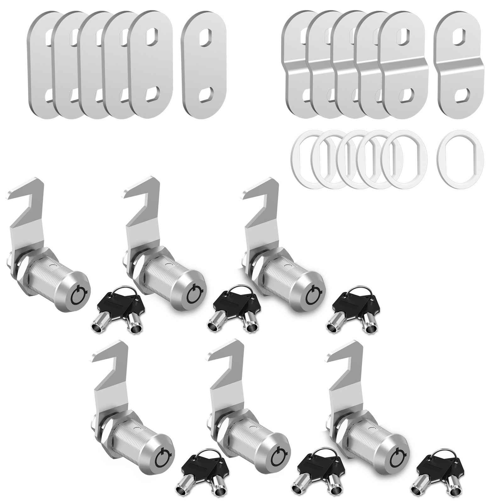 6 Pcs Tool Box Locks with Keys, Tubular Cam Lock 1-1/8″ Keyed Alike, Hook Cam…