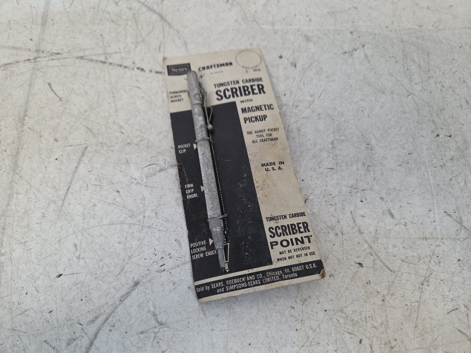 Vintage NOS Sears Craftsman Tungsten Carbide Scriber With Magnetic Tip