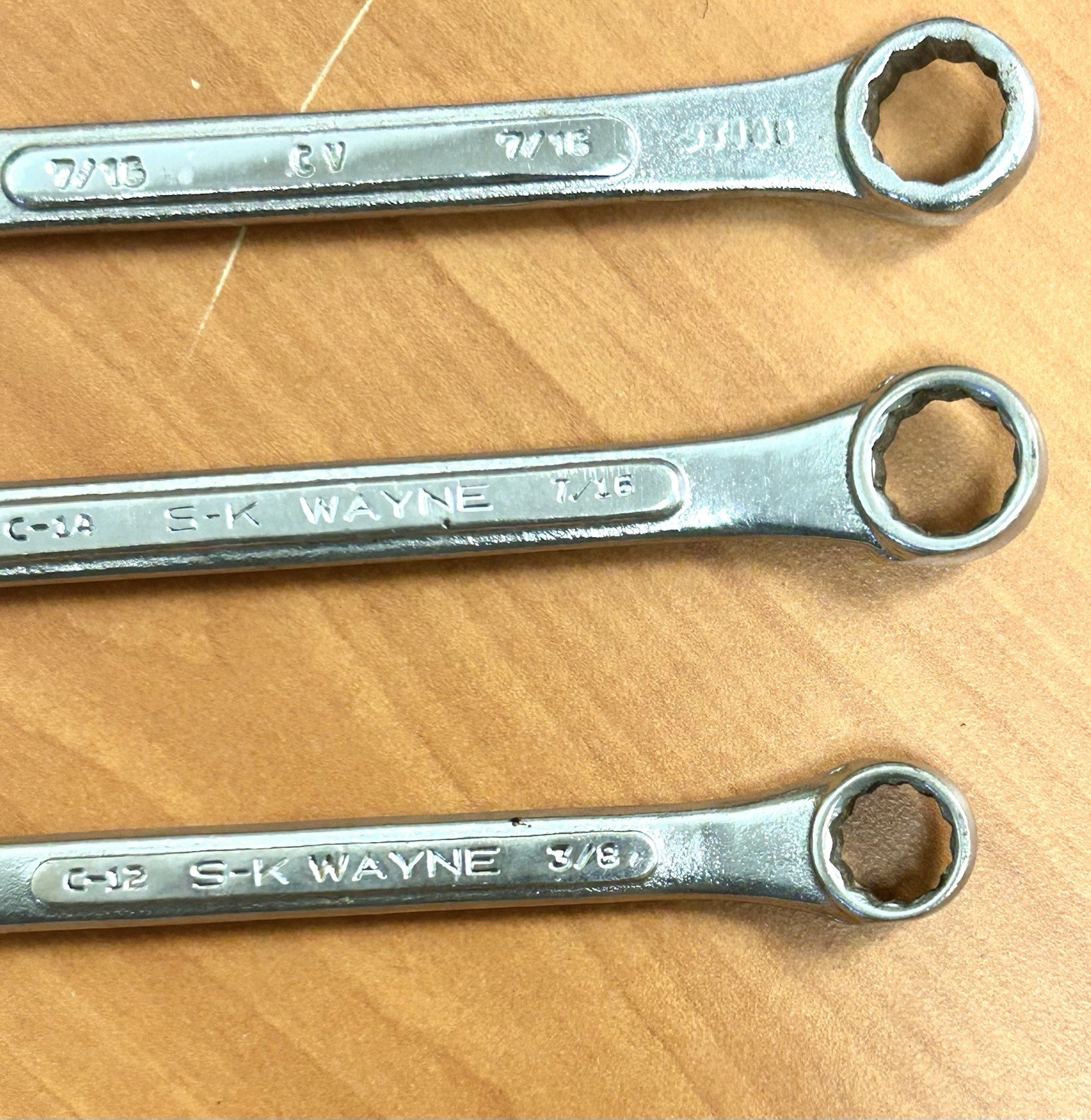 Vintage S-K Wayne USA SAE Combination Wrench Set 8 Pc 3/8-3/4 12 Point