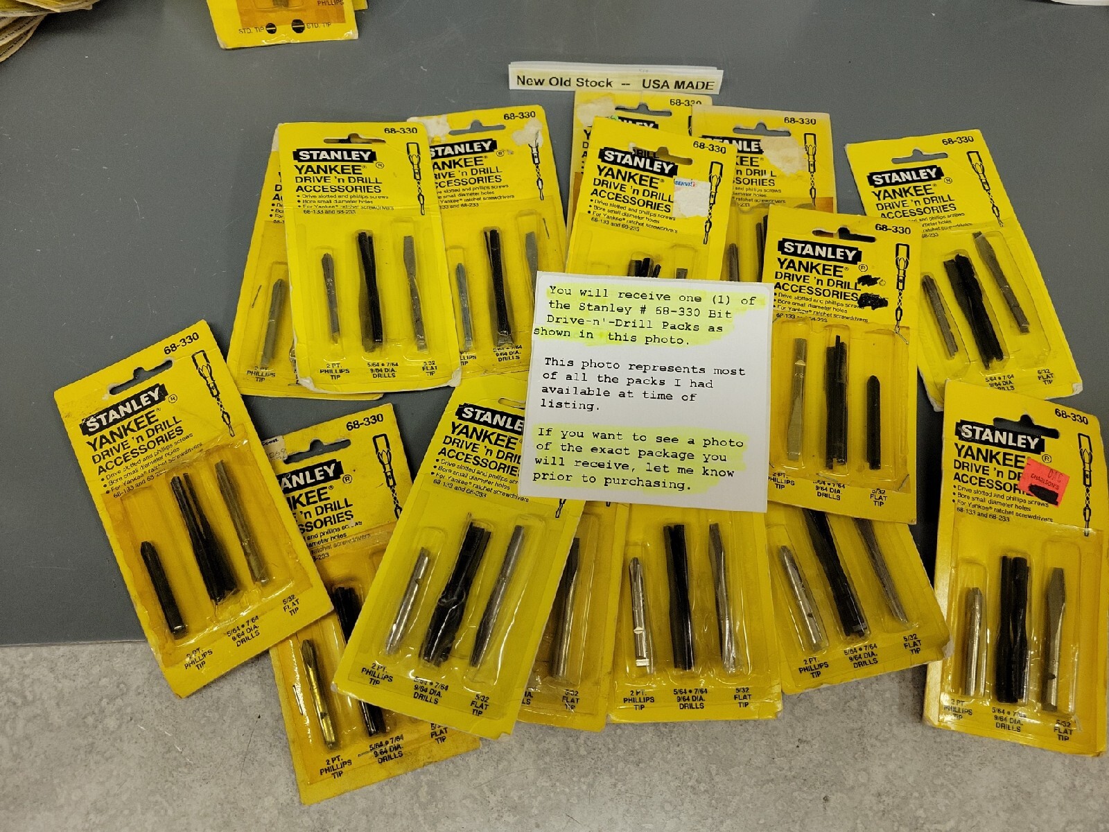 Stanley 68-330 Yankee Screwdriver Drill Bits Flat Phillips 133 233 135 USA NOS