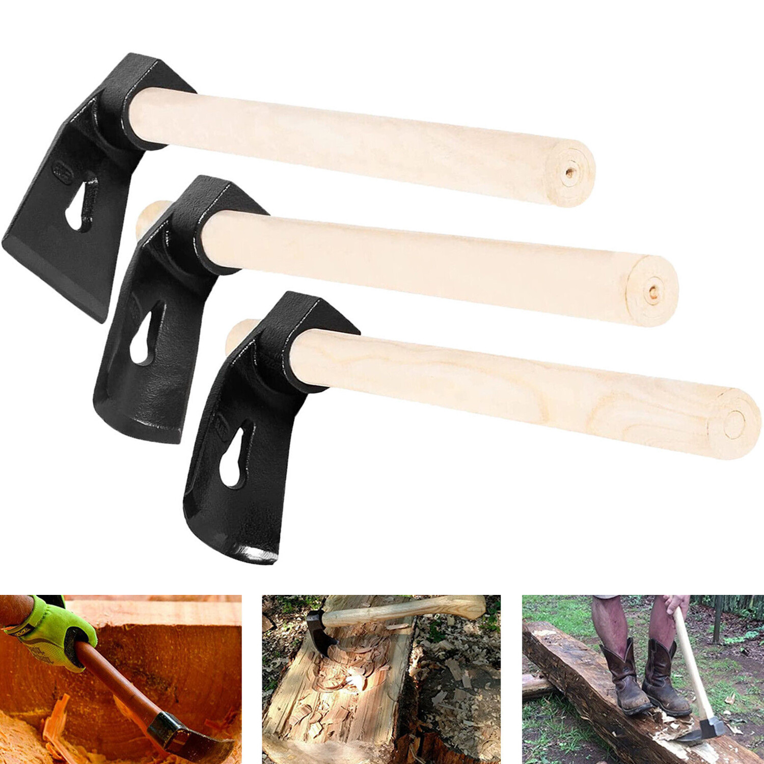 Woodworking Carving Bowl Adze Set – Straight Adze, Big Curve & Small Curve Adze