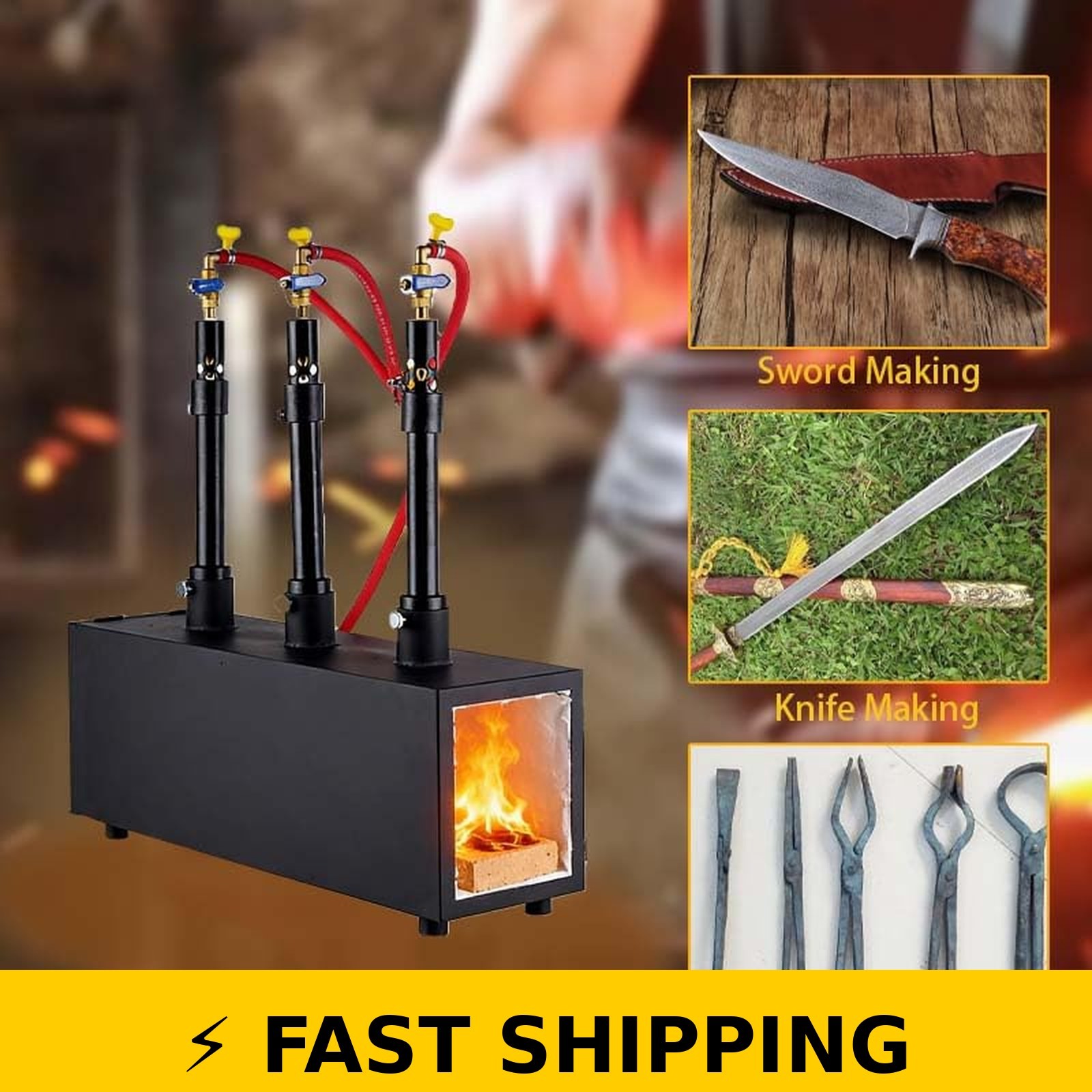 DZQ Triple Burner Propane Forge for Blacksmithing