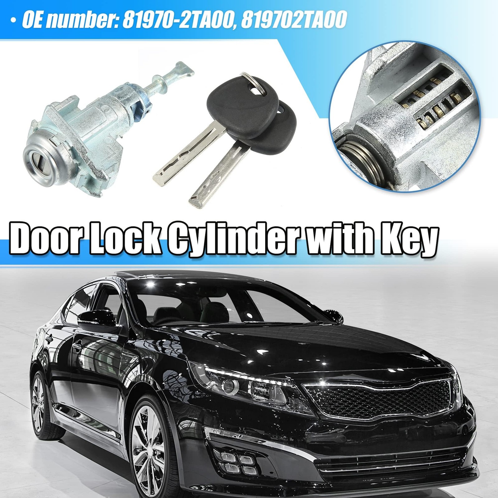 X AUTOHAUX 1 Set Door Lock Cylinder Set Kit with 2 Keys for Kia Optima 2011-2…