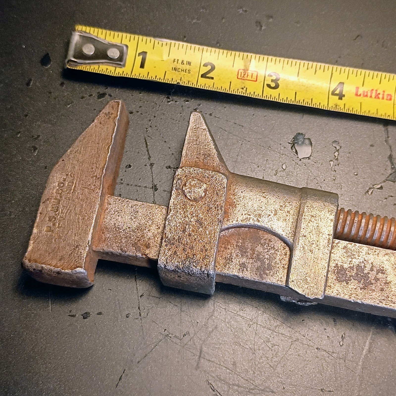 Antique 1890s-1910s P.S. & W. Co. Peck Stow & Wilcox Wood Handled Monkey Wrench