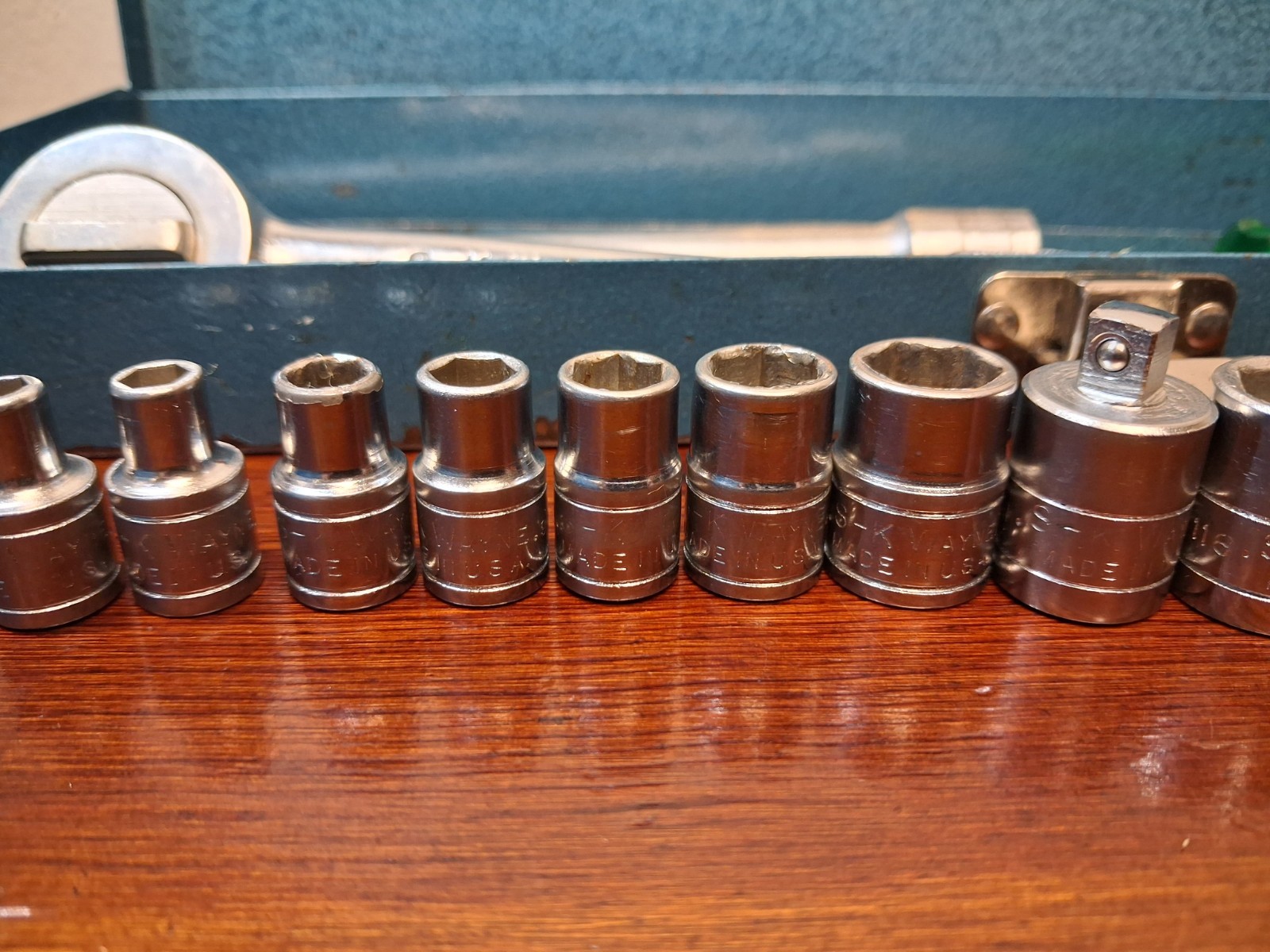 S-K Wayne 17 Piece 3/8 and 1/4 Drive Socket Set USA Ratchet SAE w Case 🇺🇸