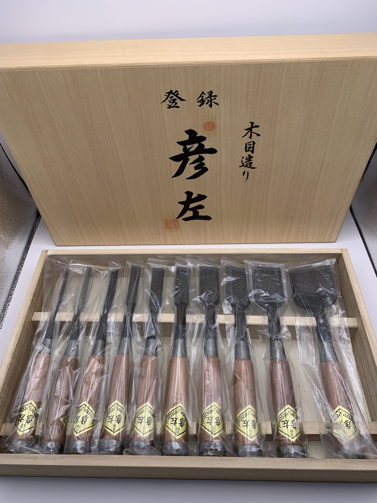 Tasai Mokume Oire Nomi Bench Chisel Set Of 10 – Boxed – Unused Japanese Tools