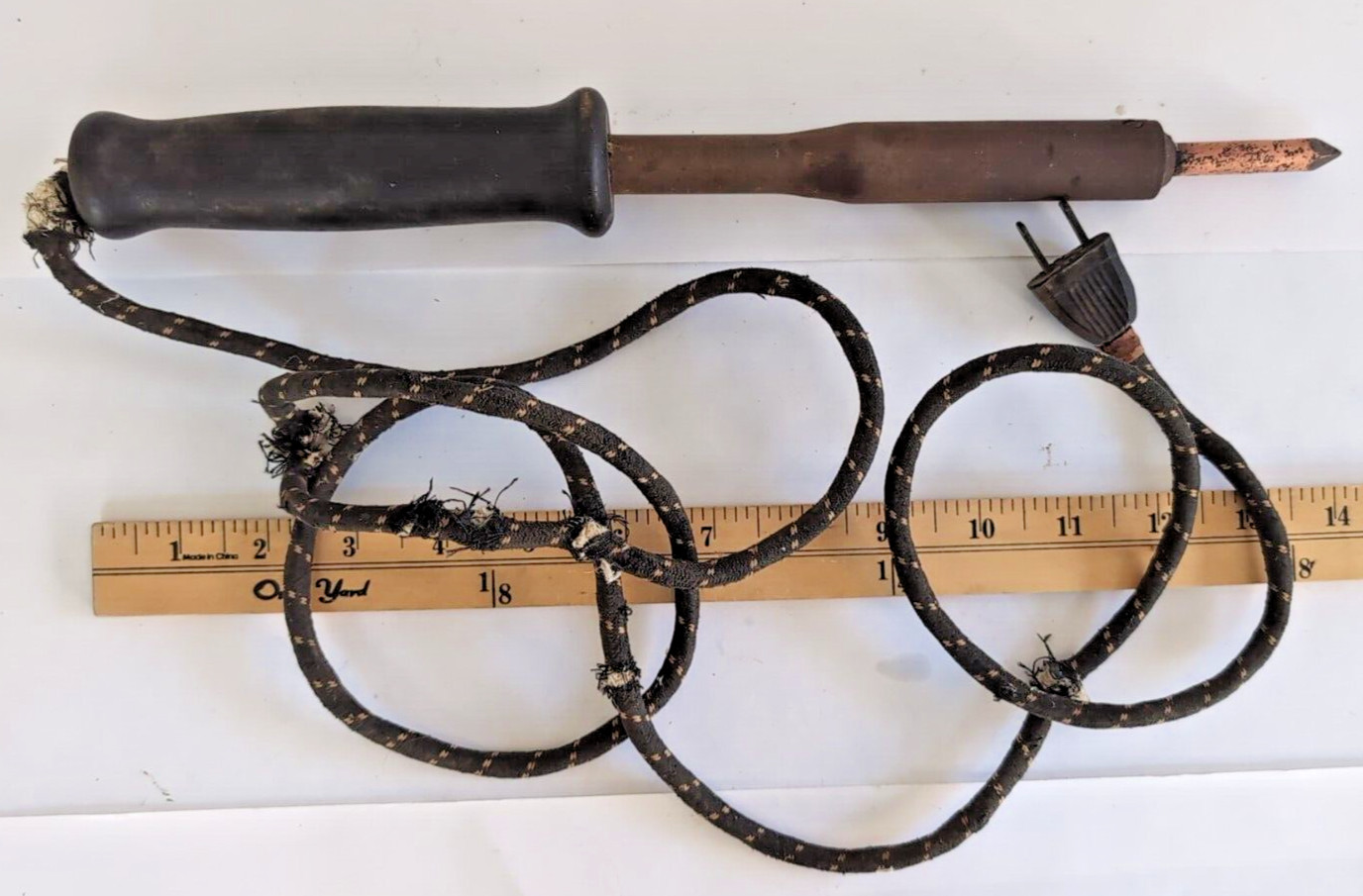 Vintage Electric Soldering Iron Tool Copper Tip 13″ Handle+Iron TESTED Works
