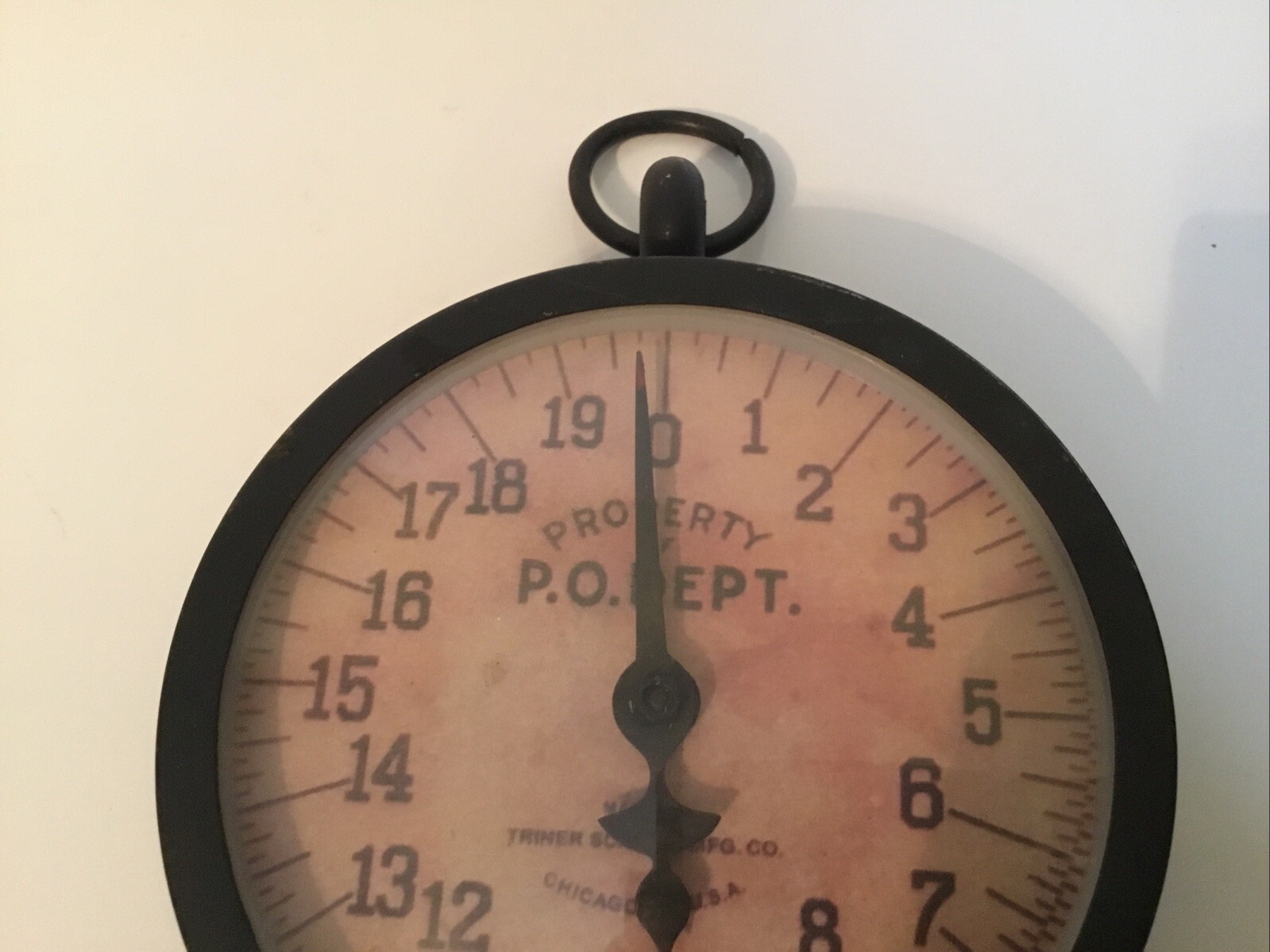 Property of P. O. Dept. Triner Scale & Mfg. Chicago 20-lb Hanging Scale WORKS!
