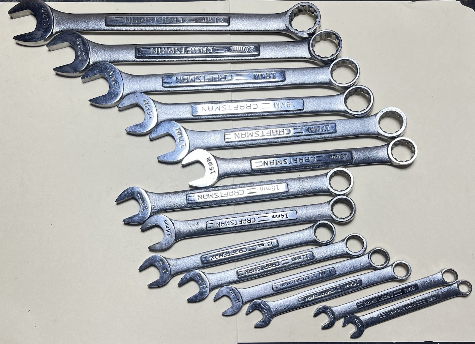 14 Pce. Craftsman Metric Combination Wrench Set 8-21mm Used VV SERIES
