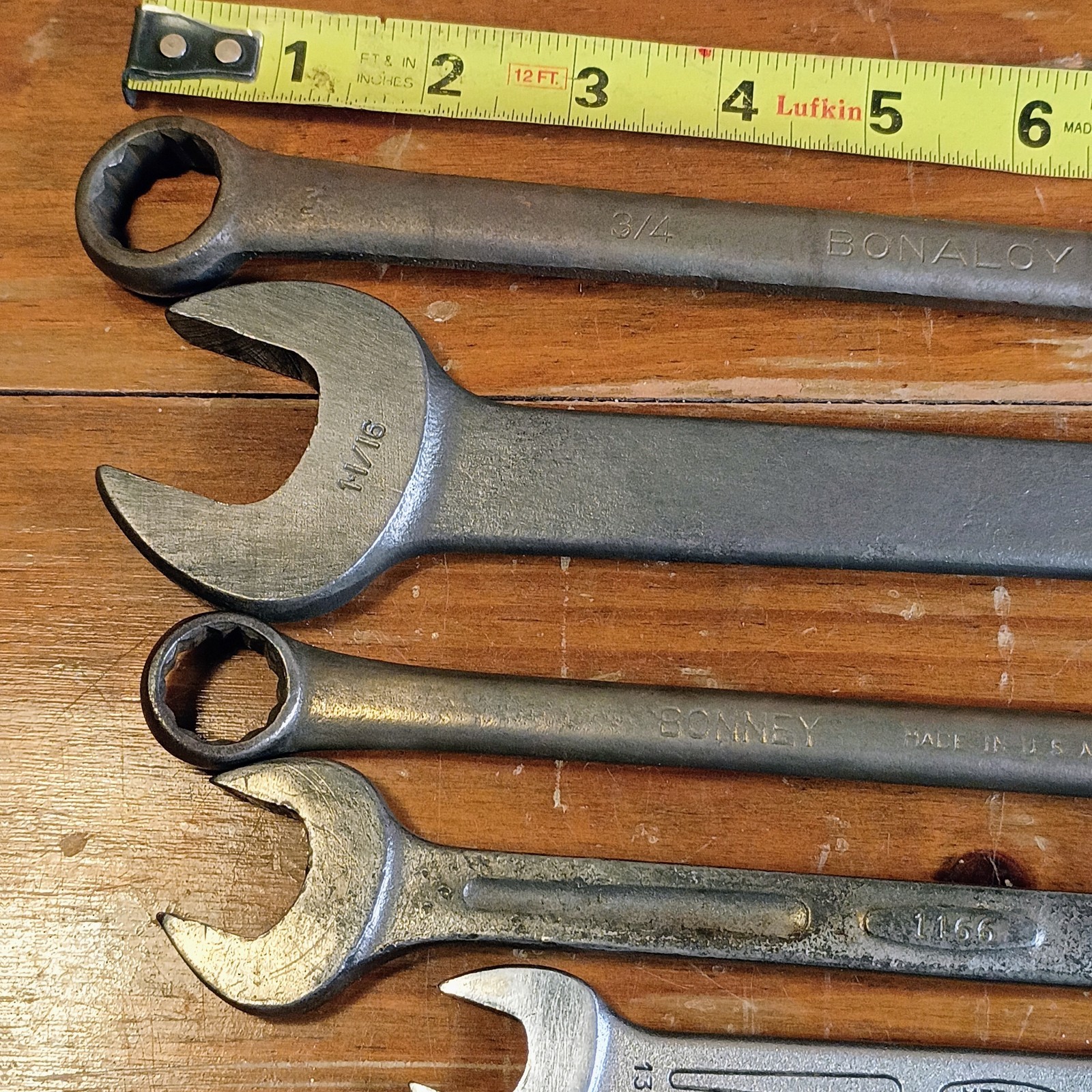 Lot Of 8 Vintage Bonney Made In USA Wrenches Open End Combination Double Box End