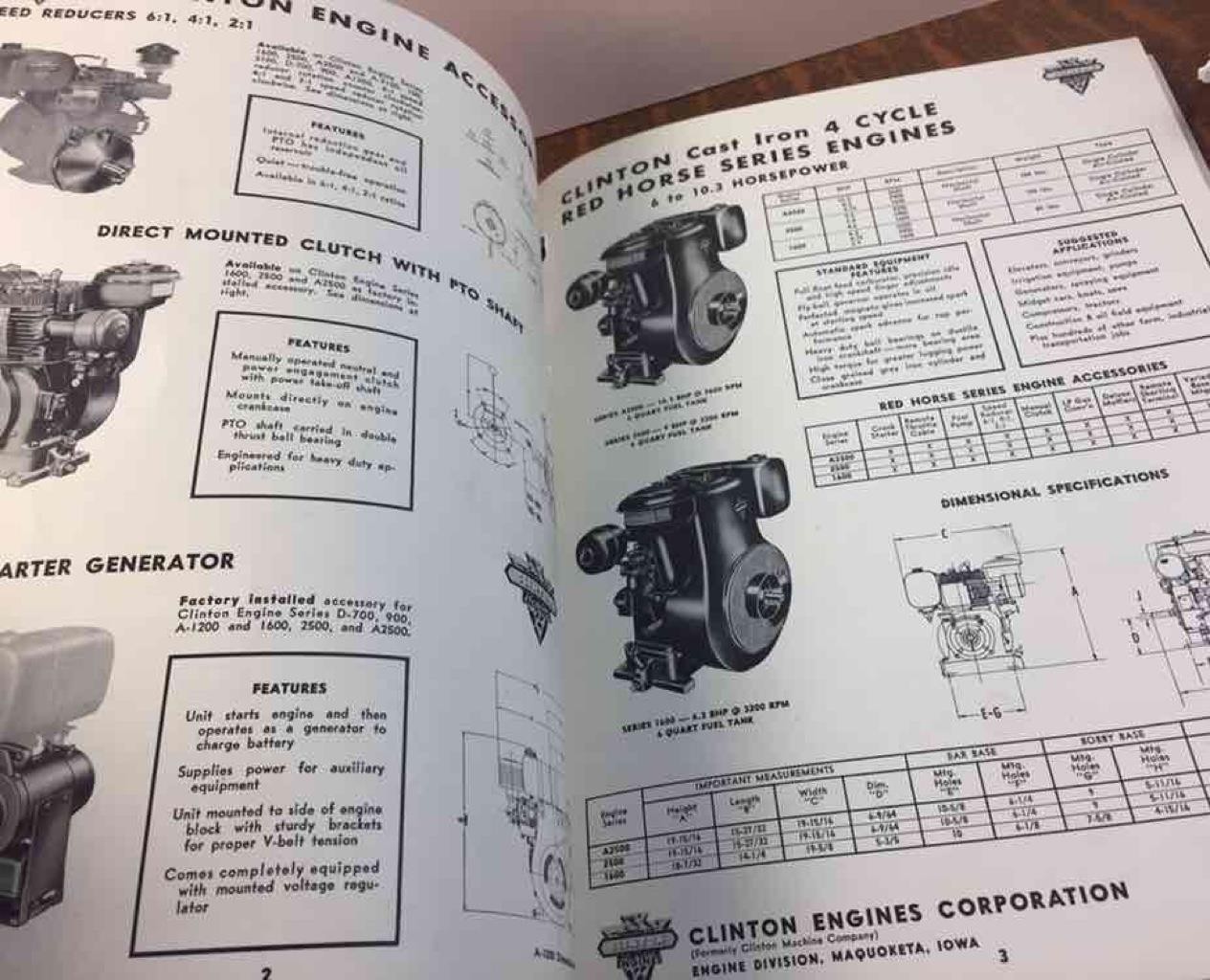 1958 Clinton Engines Corporation Line for Every Need 2 to 10.3 Horsepower 8 Pgs