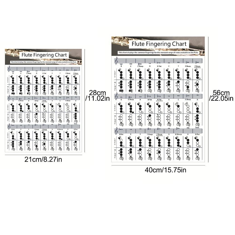 Flute Chord Chart, Durable Portable Fingering Practice White Chord Chart for