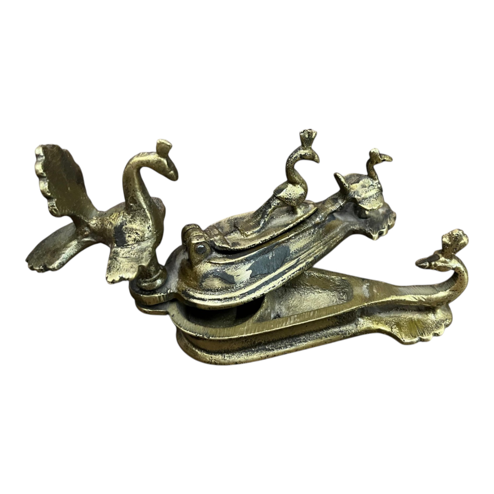 1900’s Old Vintage Brass Bird Figure Antique KumKum / Color Tikka Box