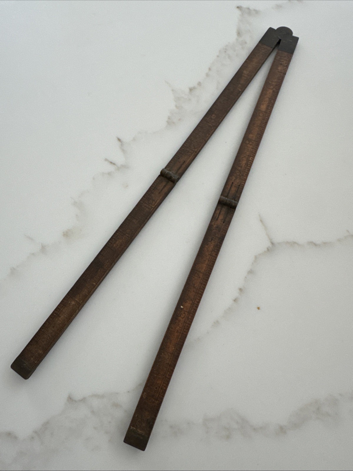 VTG Brass & Wood 24″ Inch Fold Out Wooden Ruler