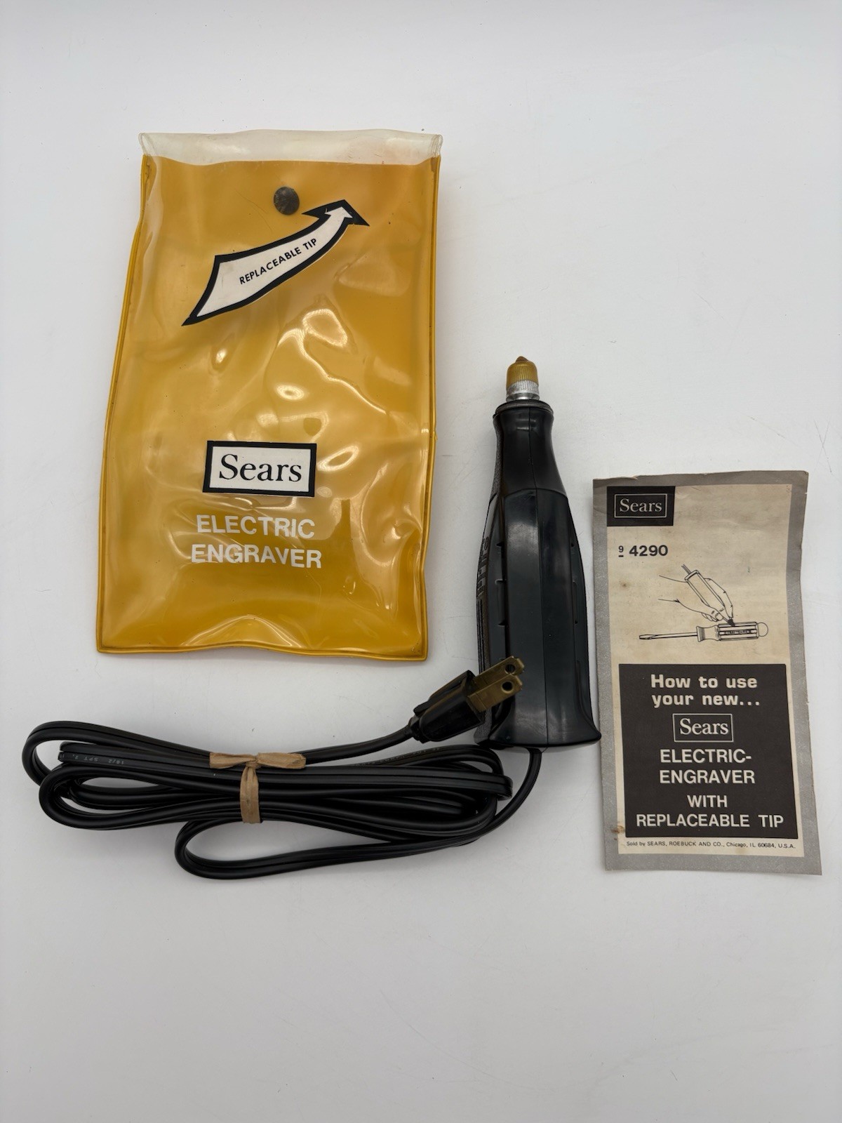 Vintage SEARS Craftsman Electric Engraver with Case & Instructions 9-4297
