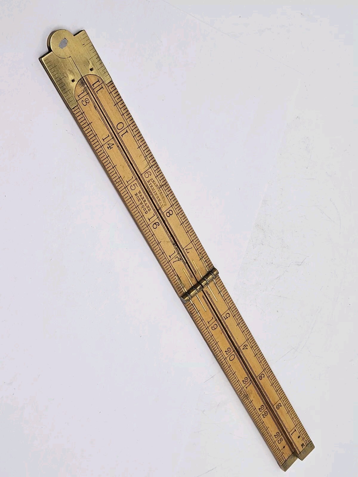 Antique J RABONE & SONS BIRMINGHAM Boxwood Rule Folding Carpenters Ruler England