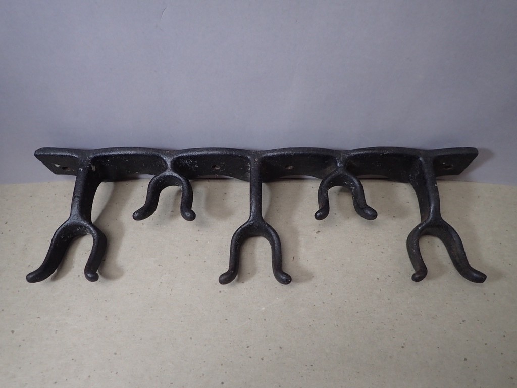Antique Heavy Cast iIon Split Hook Wall Rack Holder Tack Whip Cane Golf Club 16″