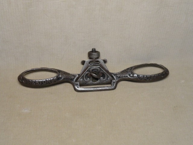Early PRESTON’S PATENT Spokeshave Ornate Spoke Shave w/ Flat Bottom