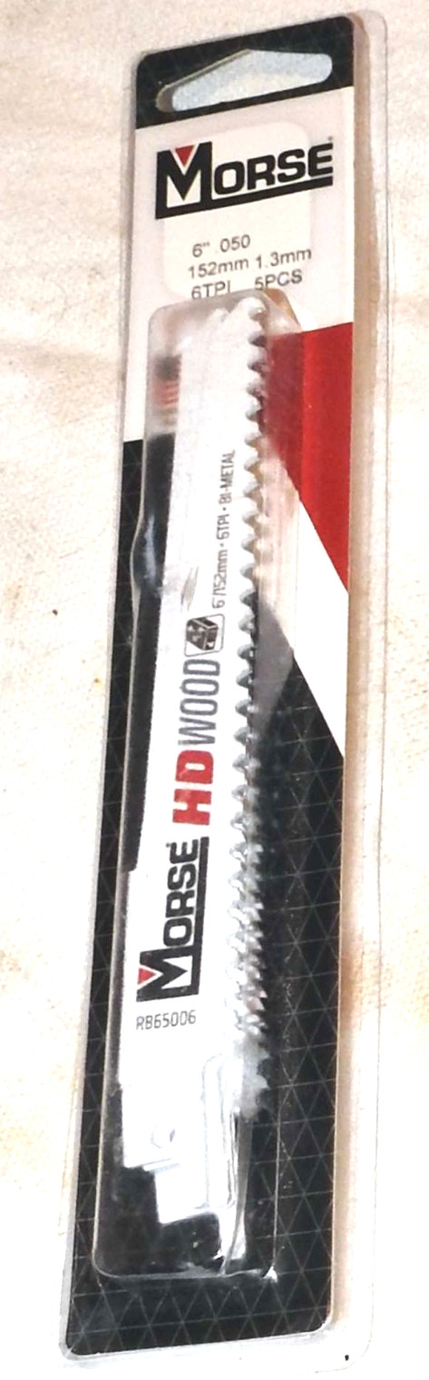 1 Pkg. of 5 MORSE 6″ .050 152mm 1.3mm 6 TPI Part No. 402040 Saw Blades for WOOD