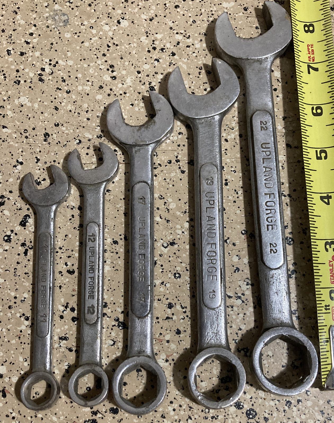 LOT 5 Upland Forge Combination Wrenches 11MM 12MM 17MM 19MM 22MM CHROME ALLOY
