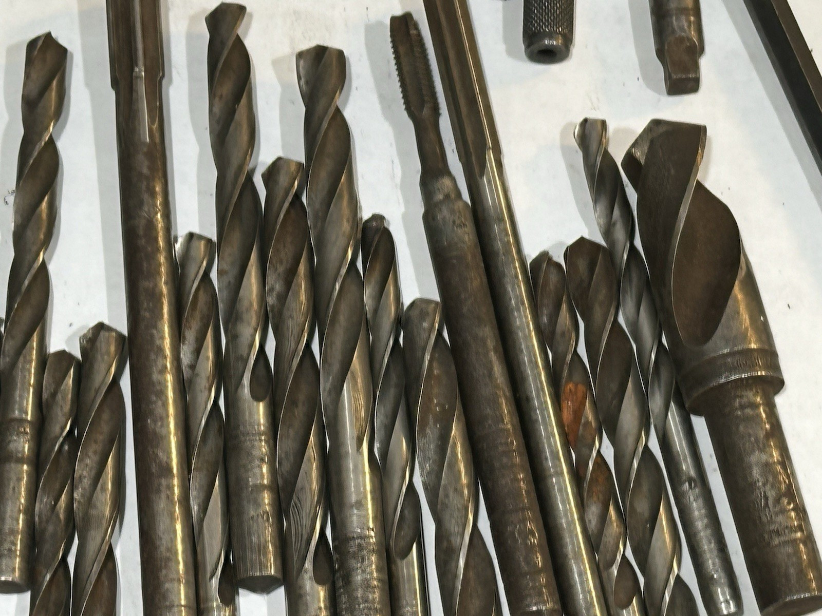 Lot of 50 Various Vintage Hand Taps and Drills and End Mills Reamers