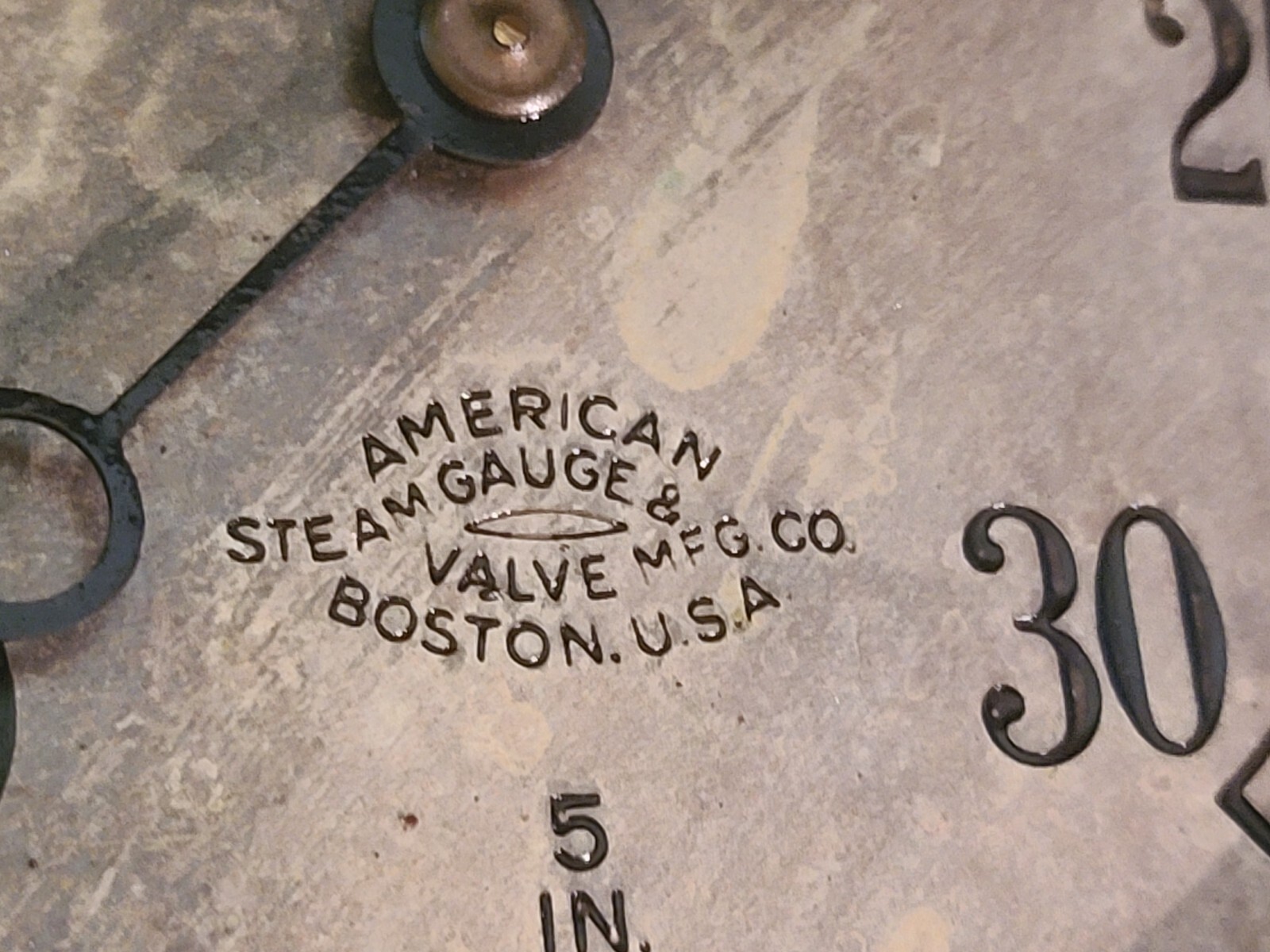 Antique 6″ Dia. AMERICAN STEAM & GAUGE & VALVE CO BOURDON GAUGE Original Paint