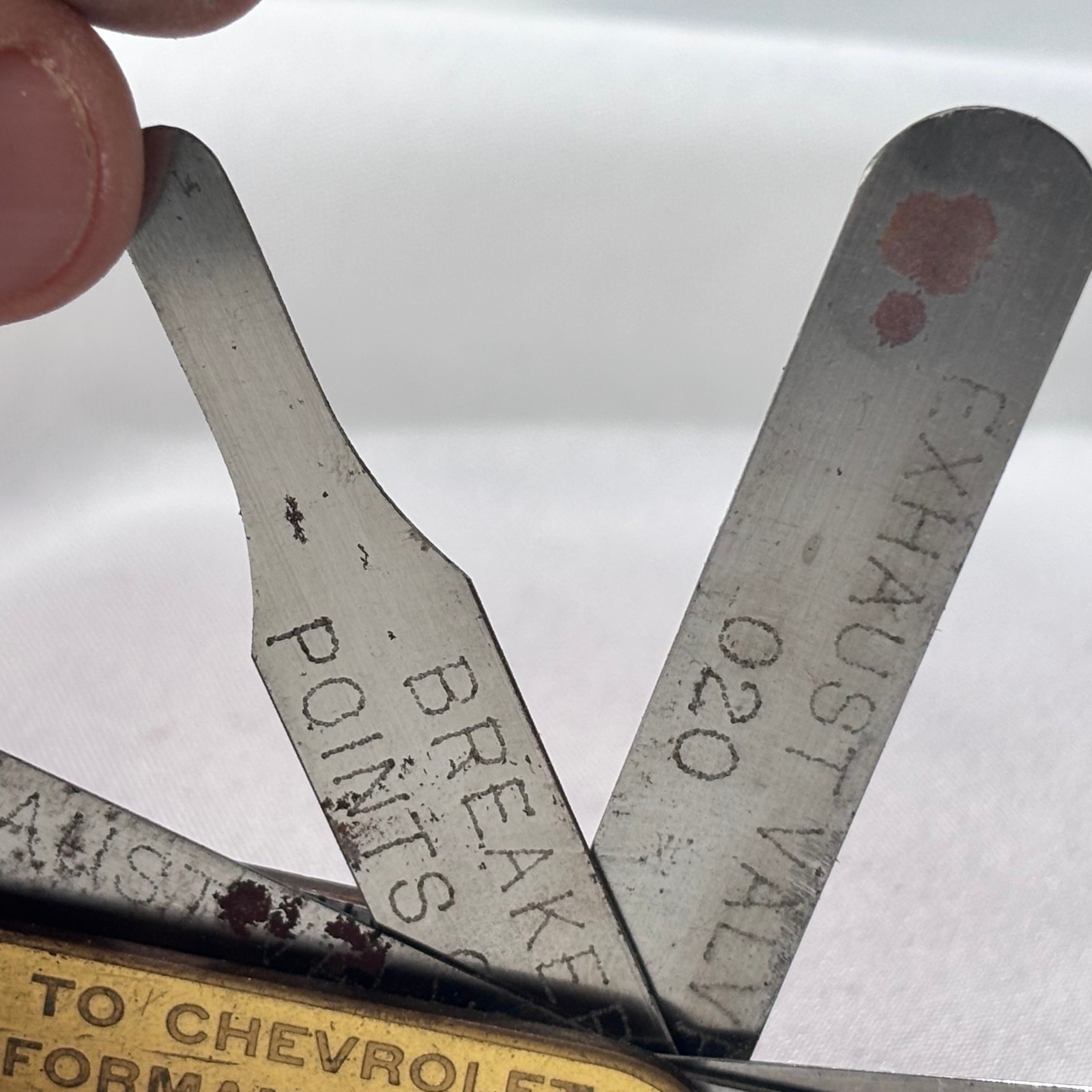 Vtg Chevrolet Kent Moore Co Feeler Gauge The Key to Chevrolet Performance