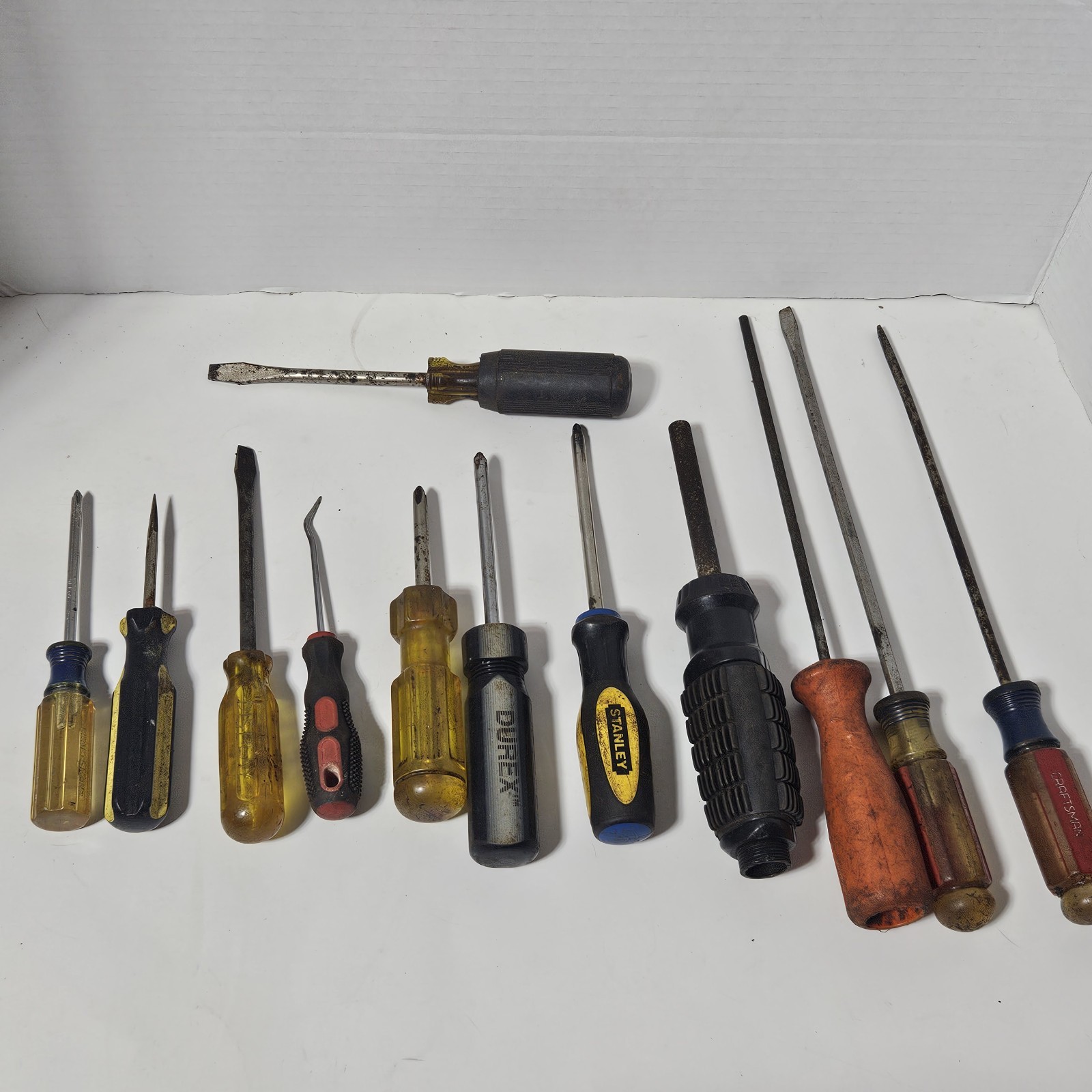 VINTAGE Craftsman Screwdriver Tool Lot Phillips Flathead File Stanley Durex USA