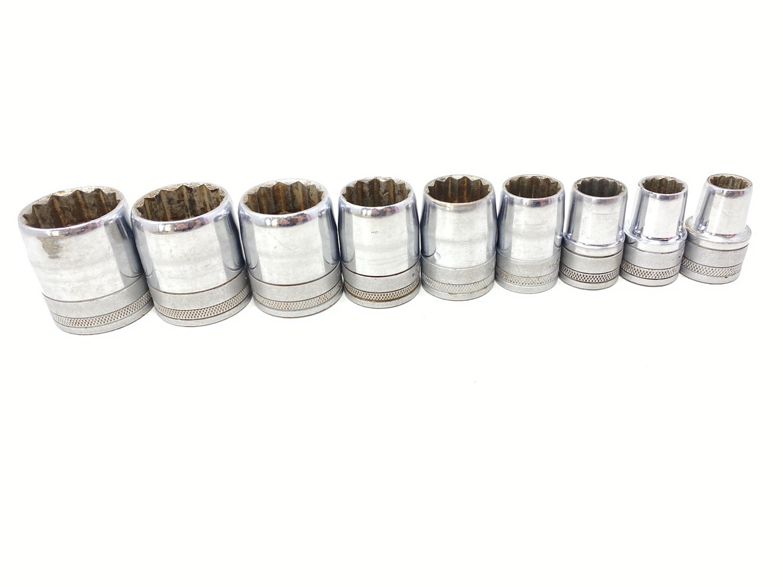 Vintage S-K SK Tools 401 Series 9pc Socket Set 1/2″ DR 12 Point 7/16 – 1-1/8 USA