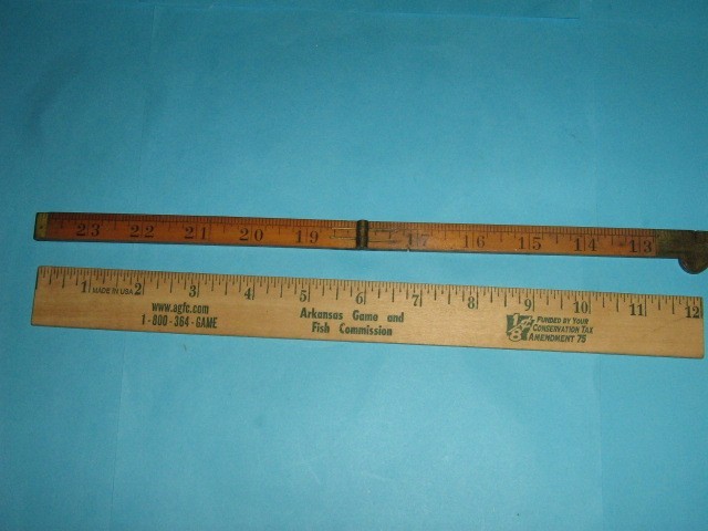 VINTAGE STANLEY NO. 61 BOXWOOD 24 INCH FOLDABLE BRASS RULER, USA