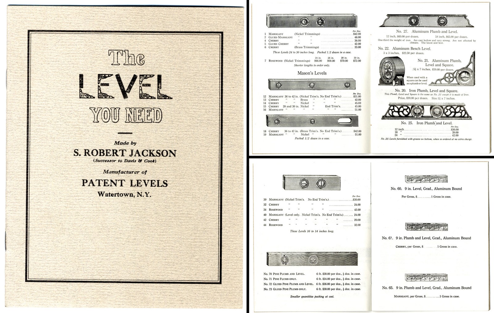 Reprint of 1905 Davis & Cook Level Catalogue – The Level You Need – 16 Pages