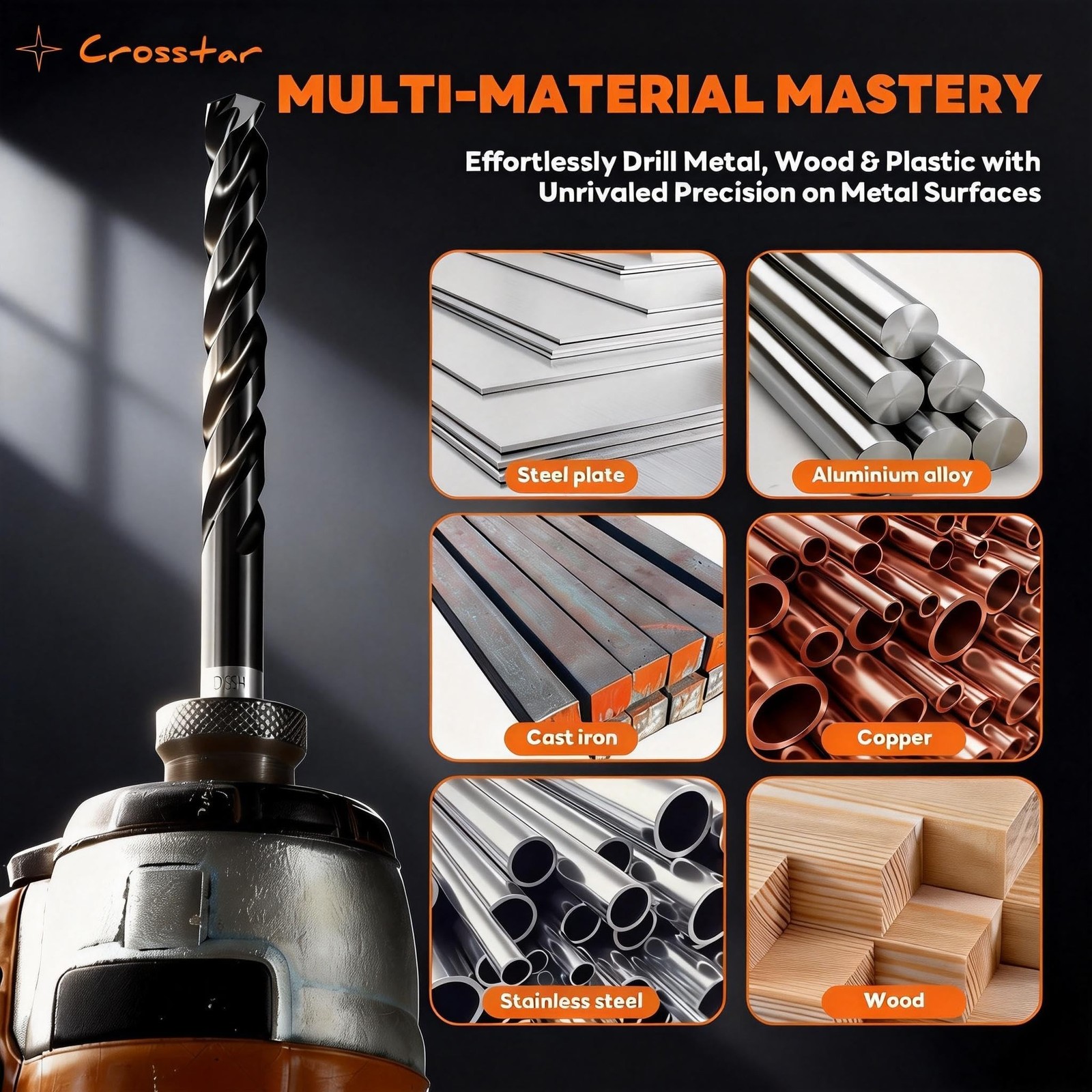Crosstar M35 Cobalt Drill Bit Set for Hardened Metal & Stainless Steel – 21pc…