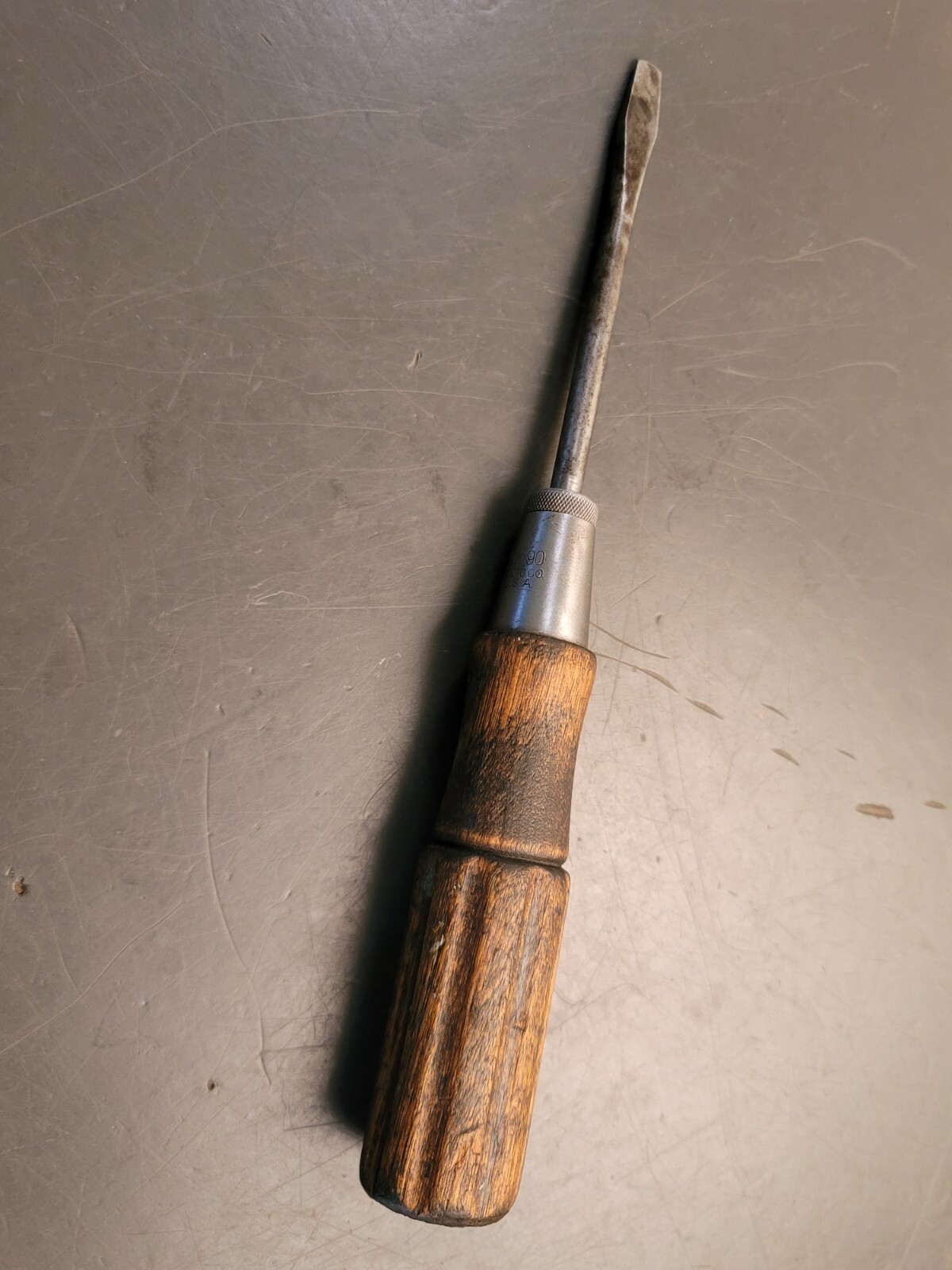 Vtg 9″ North Bros Yankee No. 90 Flat-head Screwdriver Knurled Grip Wood Handle