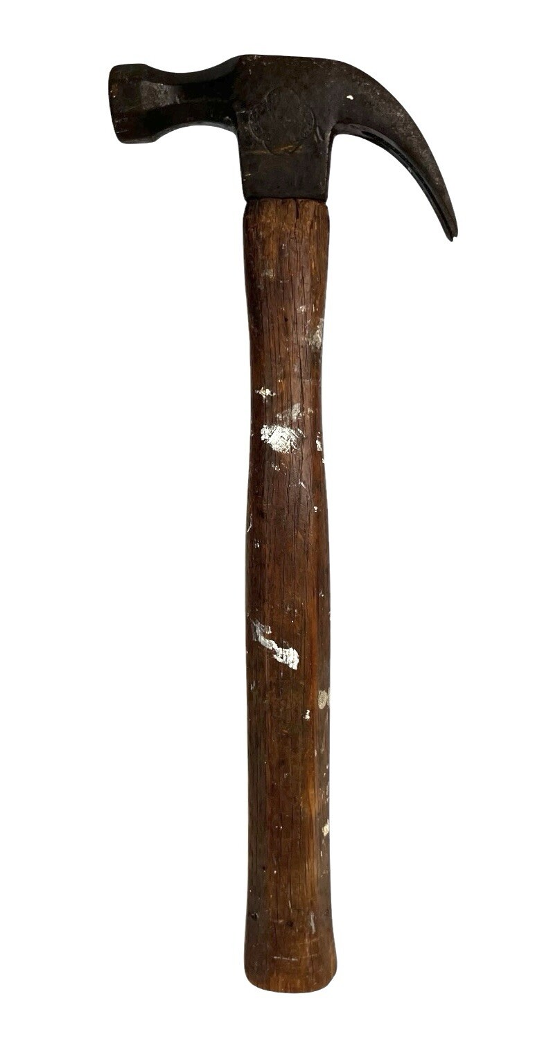 Antique Blue Grass Belknap Claw Hammer Carpenter’s Wood Handle Signed As Is Wear