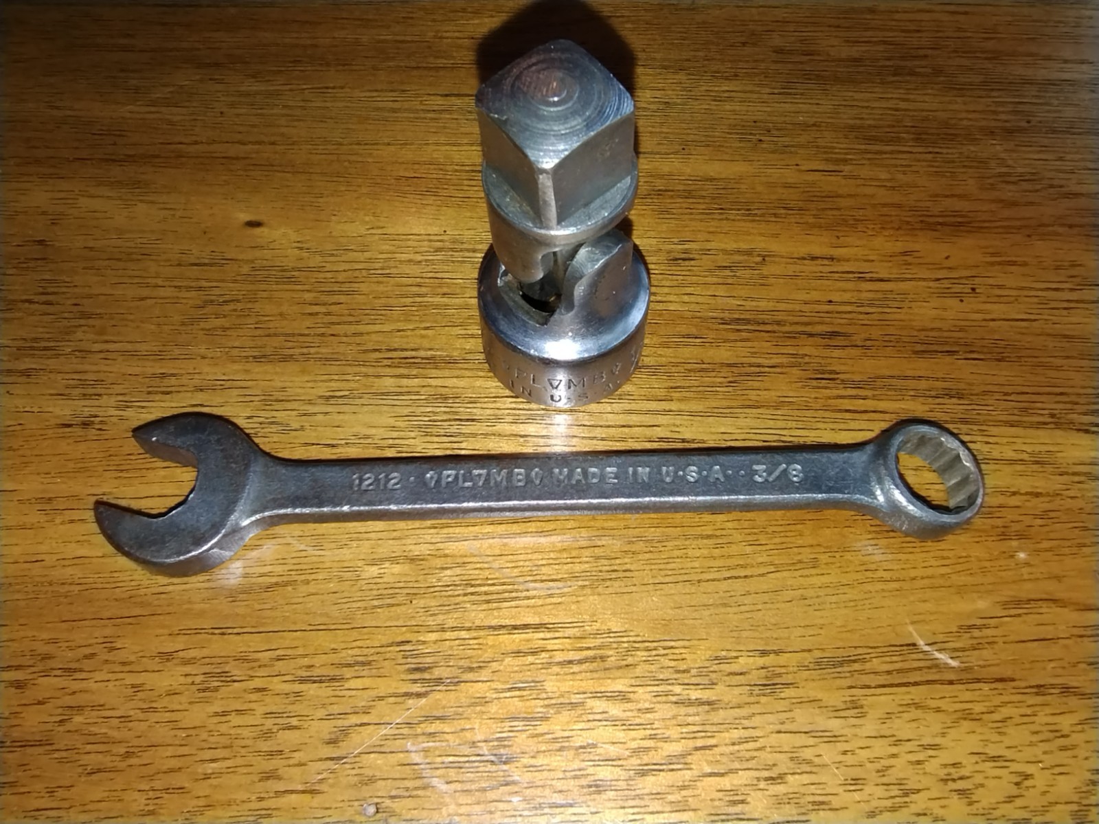 VINTAGE Plvmb 3/8″ 12-POINT Combo WRENCH No. 1212-USA plus Plumb 1/2″ Universal
