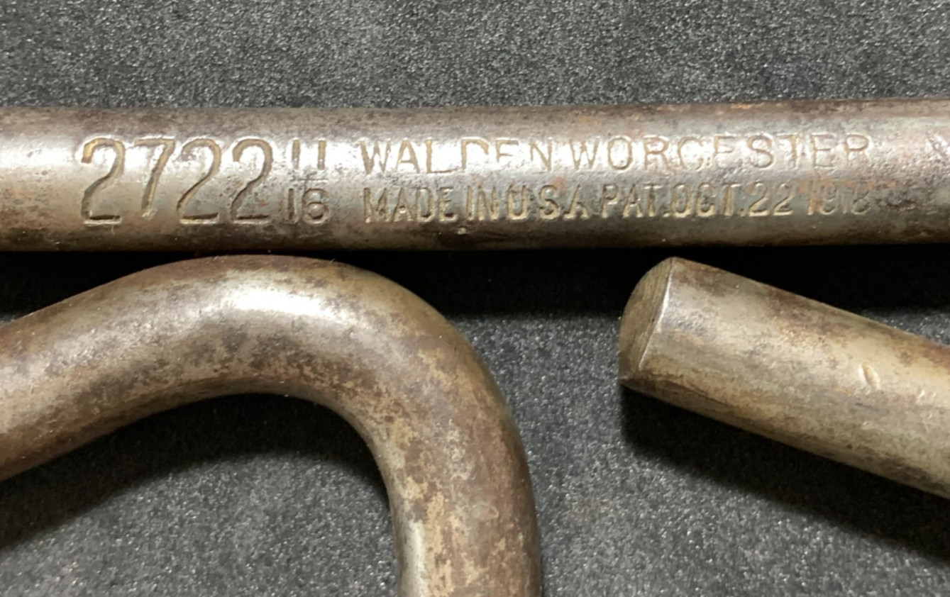 Antique Walden Worcester T Wrench for Lug Nut #2722 11/16 USA Pat. Oct 22, 1918