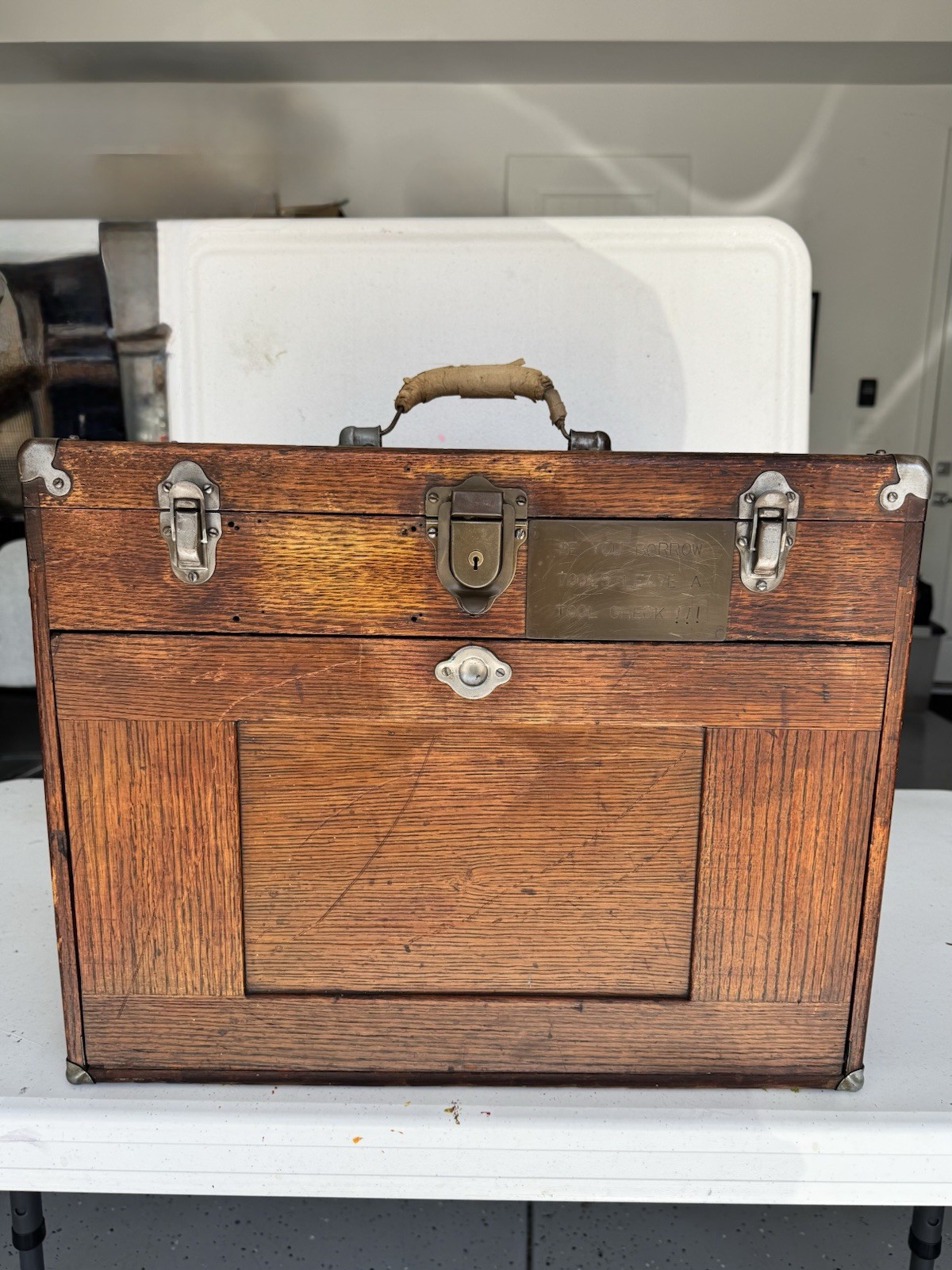 1947 Dated Vintage H. Gerstner & Sons Oak Machinist Tool Chest Box Model 42