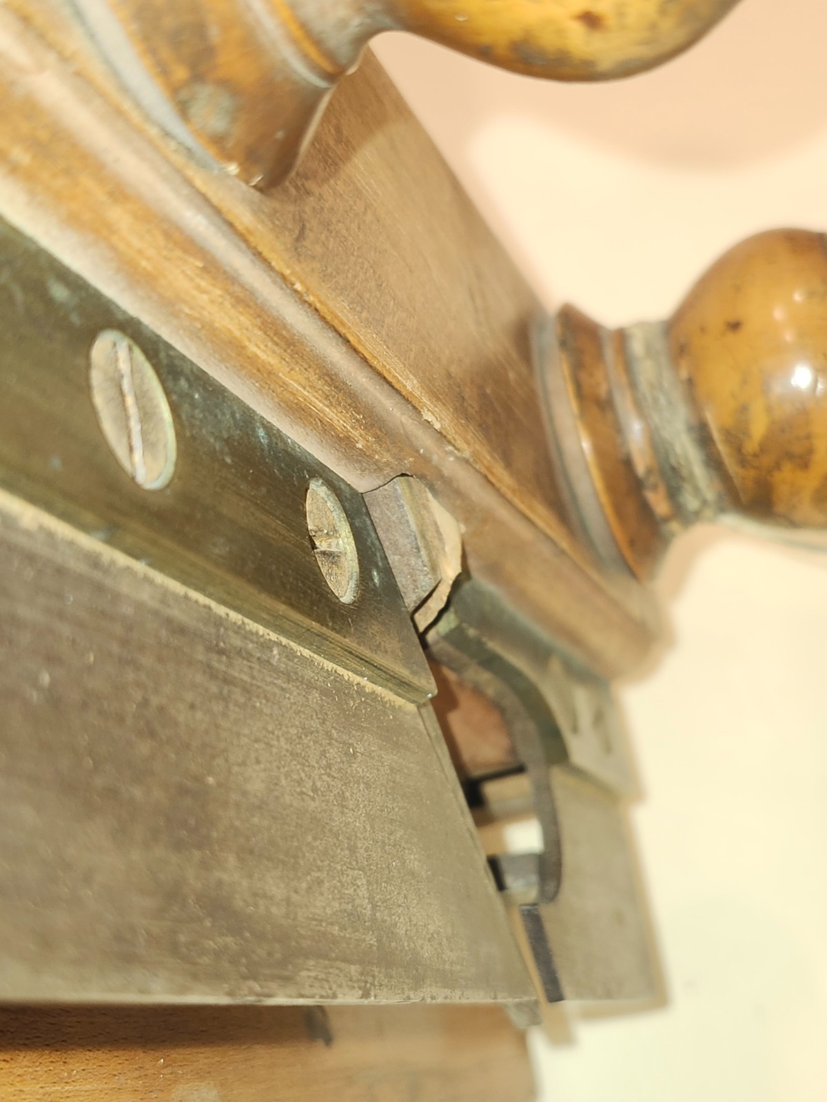 Antique HALL.CASE & CO, COLUMBUS Wooden Screw-Arm Plane with Brass Depth Stop