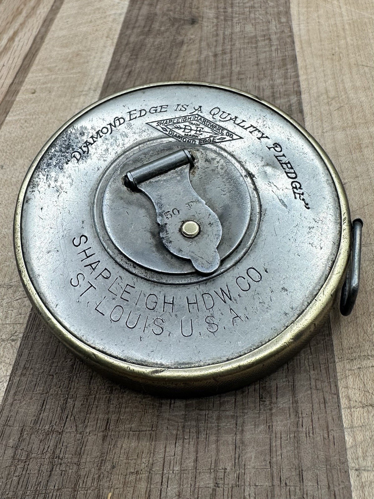 Vintage Shapleigh Hardware Co. St. Louis Diamond Edge 50 ft. Steel Tape Measure
