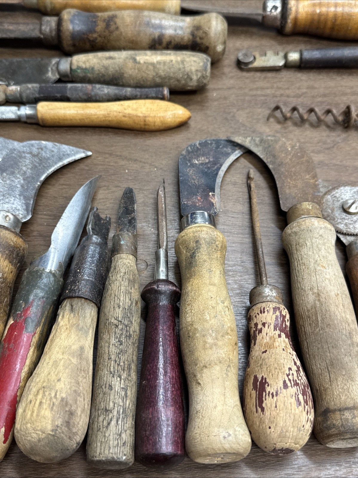 Lot of Antique Vintage Wooden Handle Tools 31 Pieces