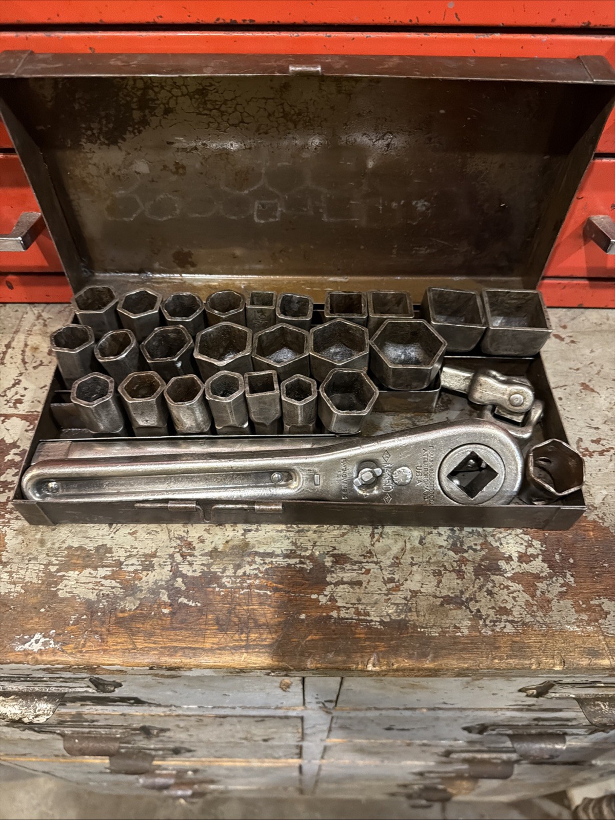 Antique – Frank Mossberg Ratchet/Socket Set No 350 – Made in USA