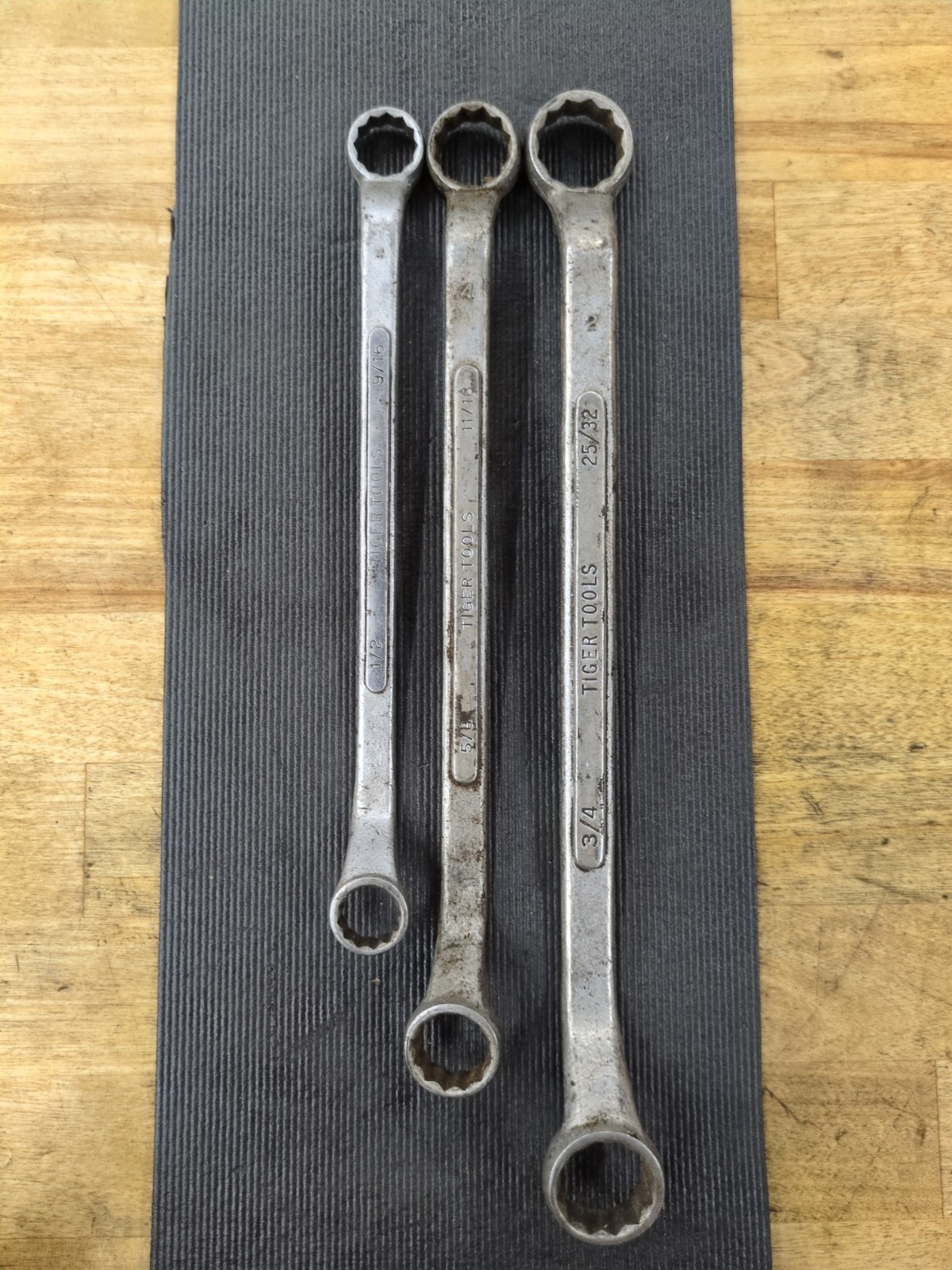 Vintage Tiger Tools Box End Wrench Set 1/2×9/16, 5/8×11/16, 3/4×25/32