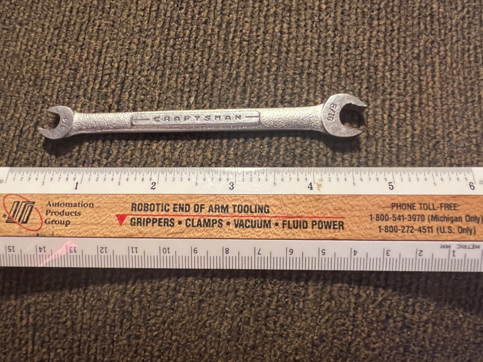 Craftsman -V- Open End Wrench, 1/4in. x 5/16in., USA Made