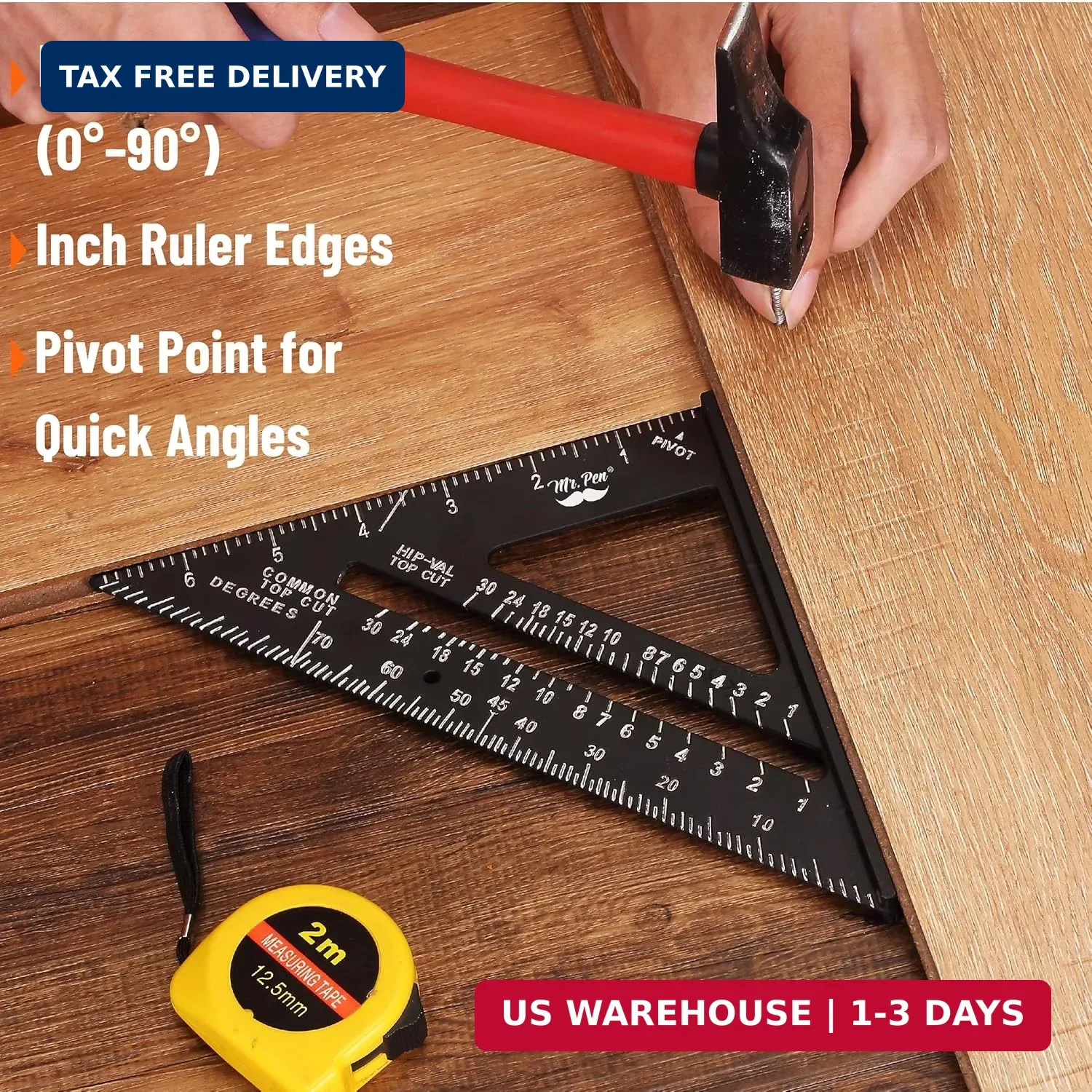 Mr. Pen- Metal Square Ruler, 7 Inch, Aluminum Rafter Square | Carpenters Square