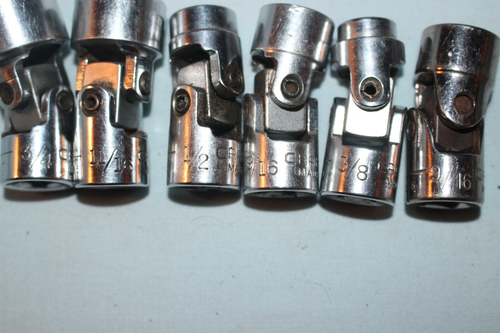 6 Vintage Craftsman 3/8″ Drive 6 Point Flex Swivel Head Sockets Most -V- Series