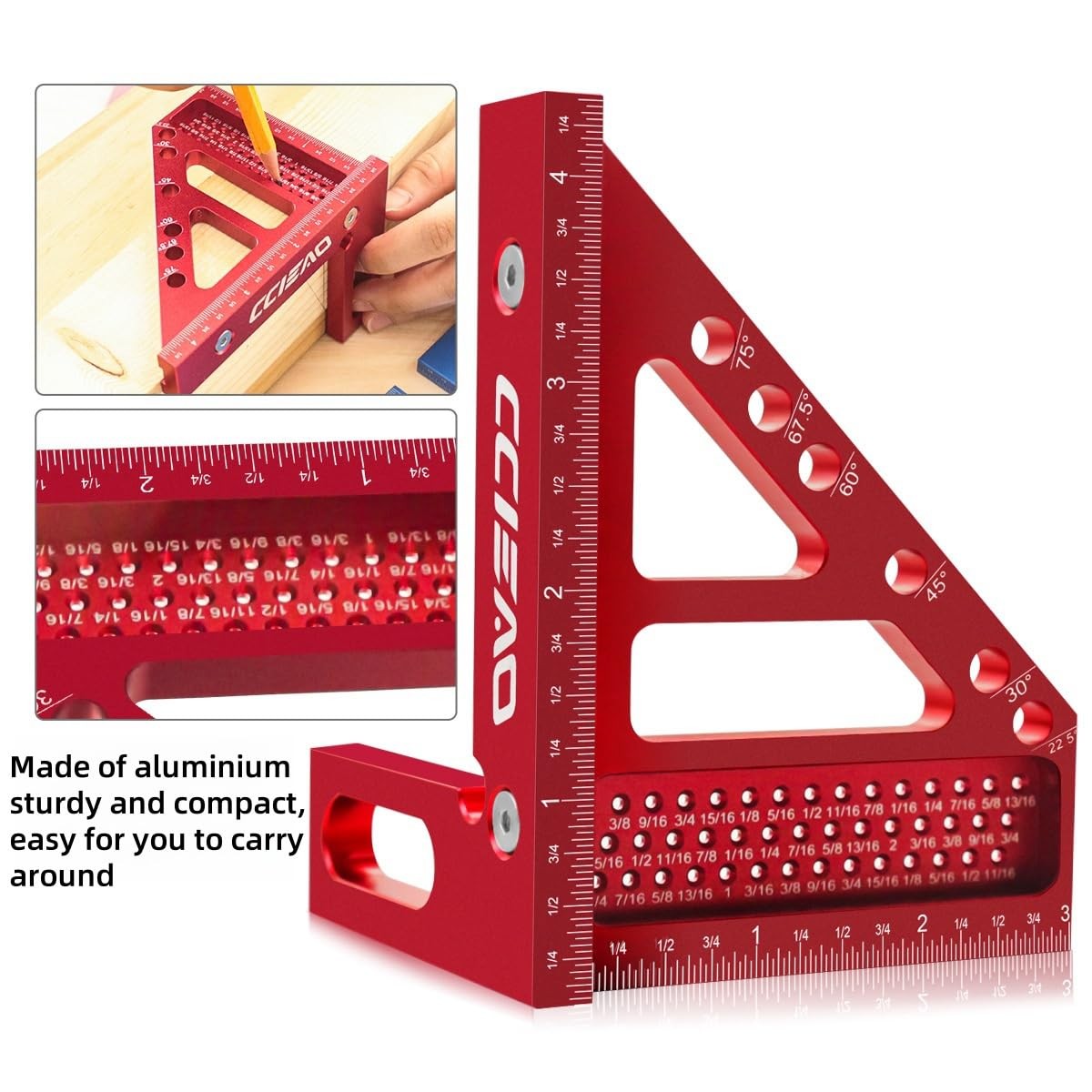 CCIEAO 3D Multi-Angle Carpenter Square Scriber, 22.5-90 Degree Drawing Inch